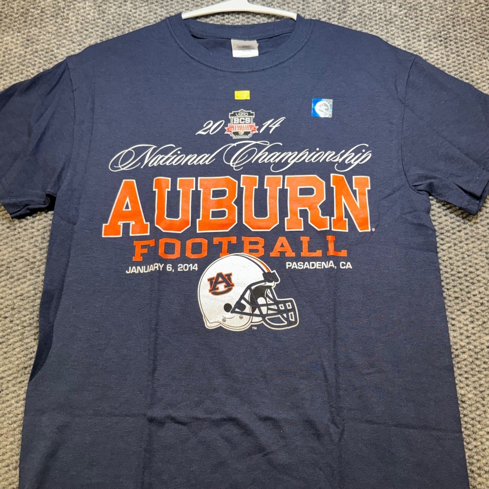 Auburn Tigers 2014 BCS National Championship Football T-Shirt Navy Blue Small